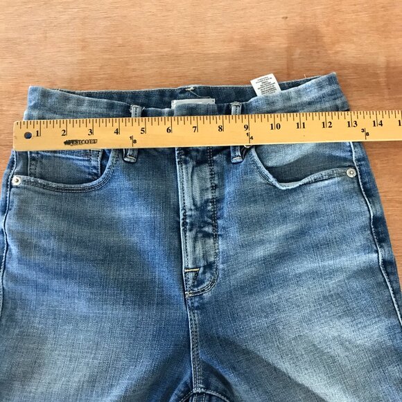 Good American Good Waist Jeans Women 4/27 Blue High Rise Distressed GWCCH075T - Picture 8 of 12